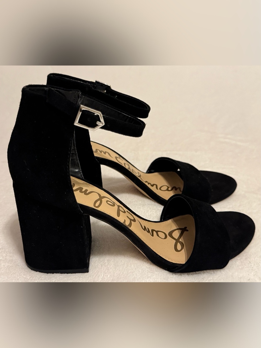 Sam Edelman Women’s Torrence Black Suede Block Heel Sandals Size 8.5